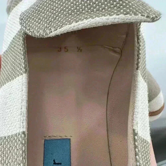 Dee Keller womens flats size 35.5 taupe cream canvas pointy to flatform loafers - Picture 11 of 12